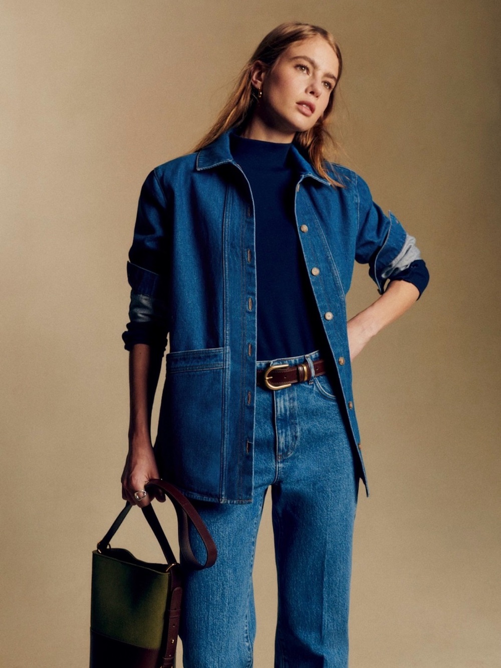 NWT Sezane Classic WILL Blue Denim Jacket